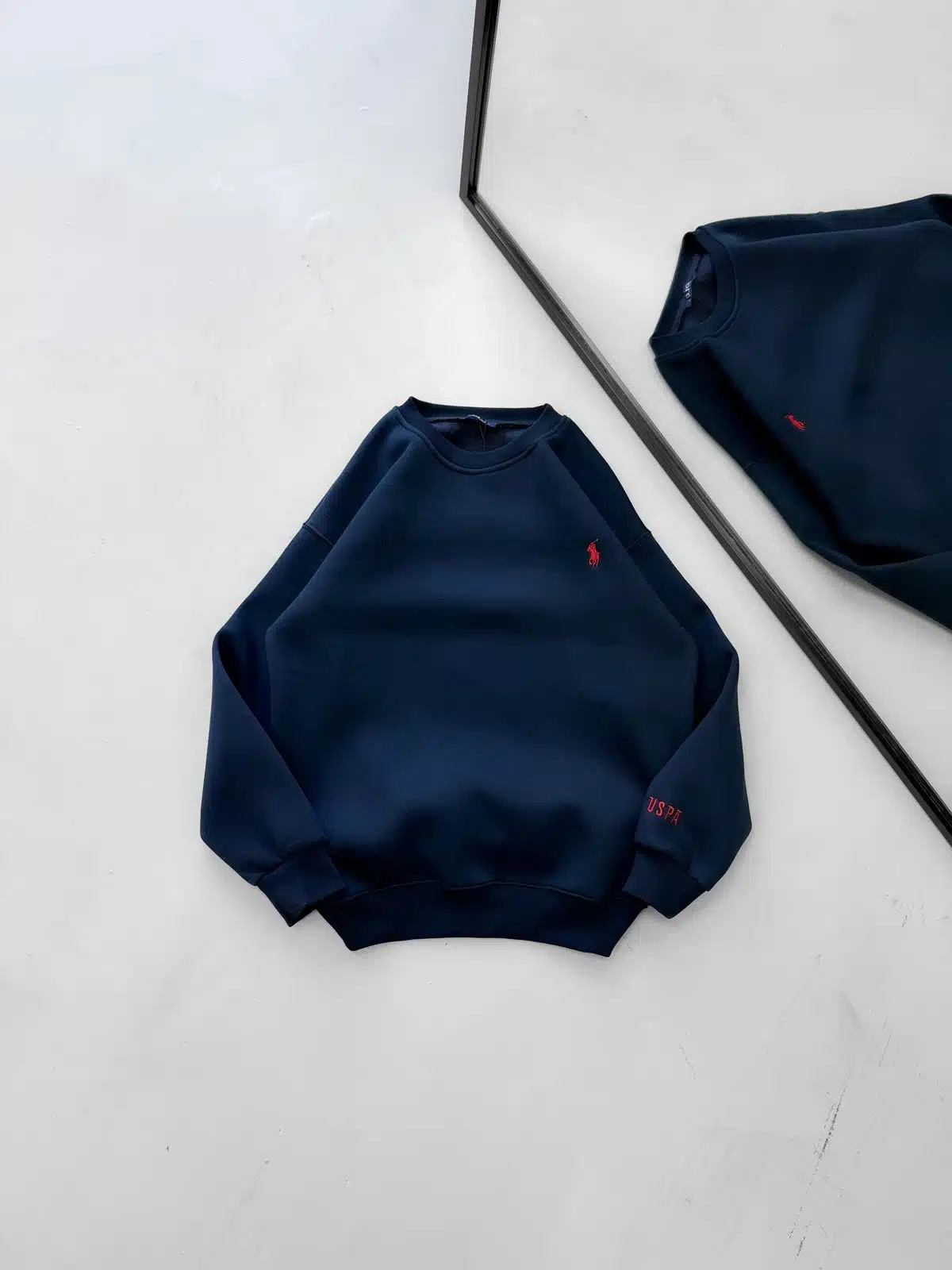 WhatsApp Image 2026-09-10 at 21.22.30 (1) RL Nakış Detaylı 3 İplik Oversize Sweatshirt – Lacivert - Görsel 1