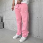 Premium İmzalı Seri Arabiyeli Lastikli Stoper Paça Baggy 3 İplik Eşofman - Pembe