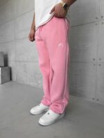 Premium İmzalı Seri Arabiyeli Lastikli Stoper Paça Baggy 3 İplik Eşofman - Pembe - Görsel 2