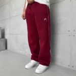 Premium İmzalı Seri Arabiyeli Lastikli Stoper Paça Baggy 3 İplik Eşofman - Bordo