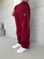 Premium İmzalı Seri Arabiyeli Lastikli Stoper Paça Baggy 3 İplik Eşofman - Bordo - Görsel 3