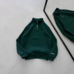 LCST Nakış Detaylı Yarım Fermuarlı 3 İplik Oversize Sweatshirt – Yeşil