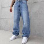 Premium İmzalı Seri Baggy Pantolon - Orta Mavi 2017
