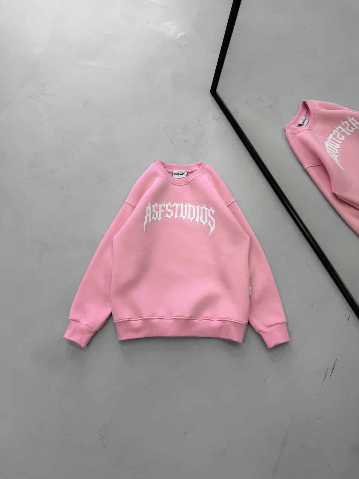 WhatsApp Image 2026-09-15 at 18.44.55 (2) ASFSTUDIOS Göğüs Baskılı 3 İplik Oversize Sweatshirt – Pembe - Görsel 1