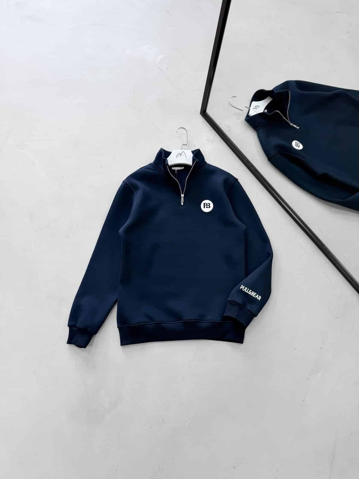 WhatsApp Image 2026-09-15 at 18.46.04 PB Yarım Fermuarlı 3 İplik Oversize Sweatshirt – Lacivert - Görsel 1