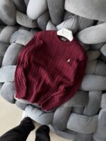 RL Nakış Detaylı Premium Triko Kazak - Bordo