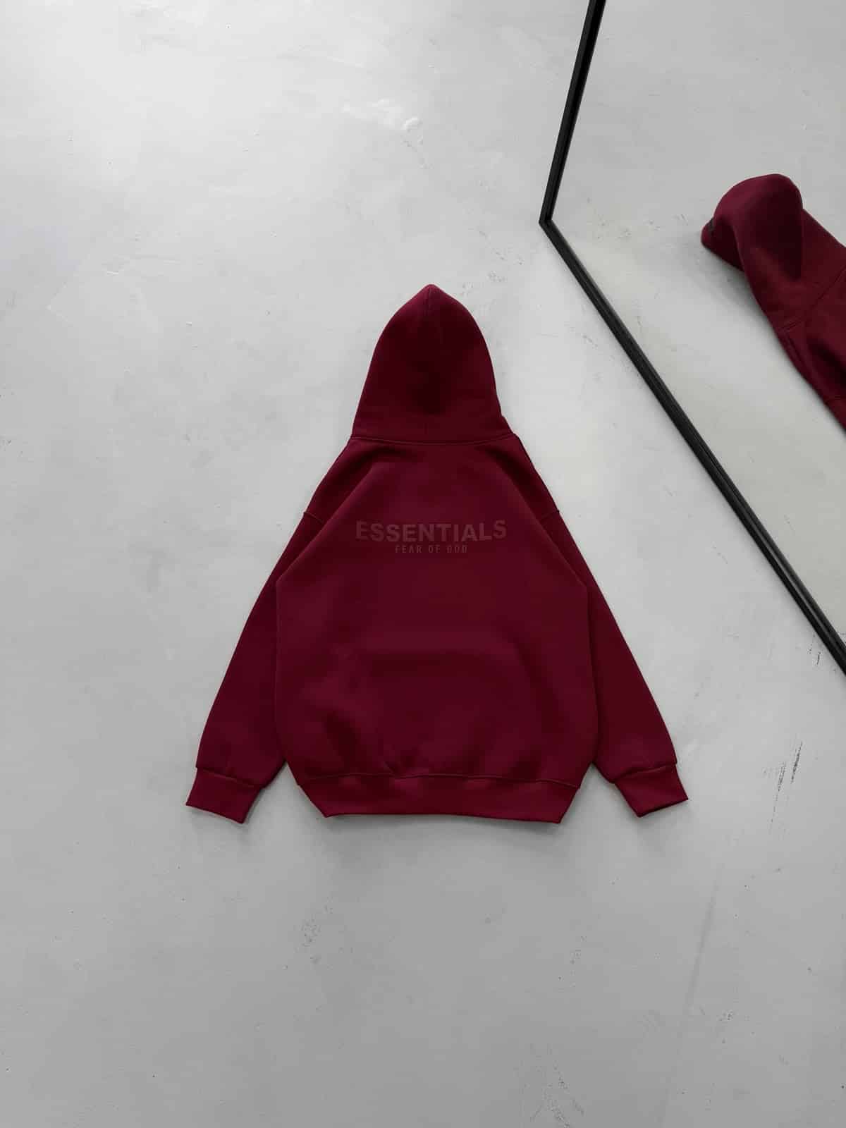 WhatsApp Image 2026-09-18 at 19.54.18 (7) ES Göğüs-Sırt Baskılı Kapüşonlu Sweatshirt – Bordo - Görsel 1