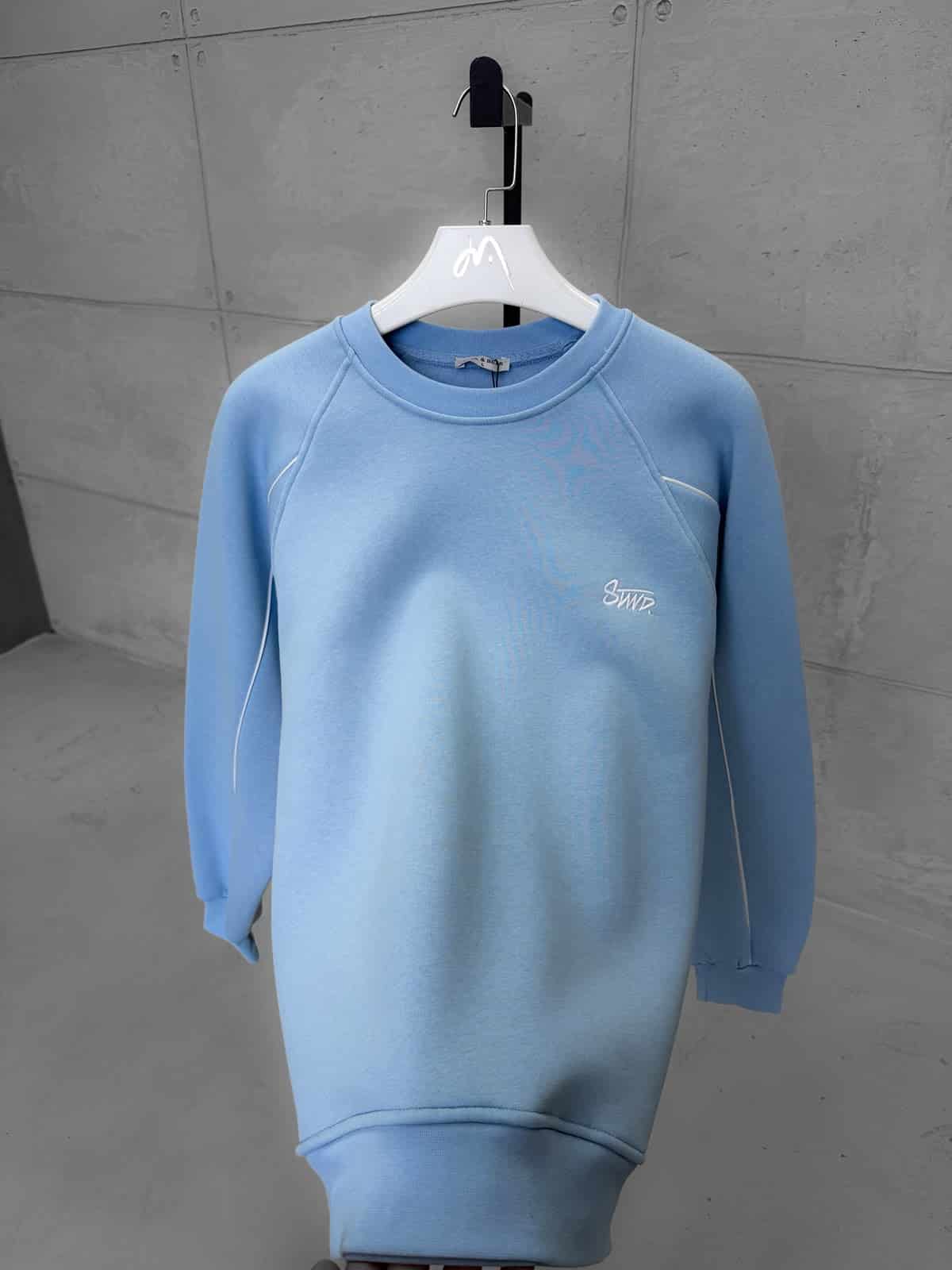 WhatsApp Image 2026-09-20 at 12.08.15 (6) ST Nakış Detaylı Arabiyeli 3 İplik Sweatshirt – Bebe Mavisi - Görsel 1