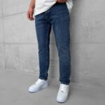 Premium İmzalı Seri Slim Fit Pantolon - Orta Mavi