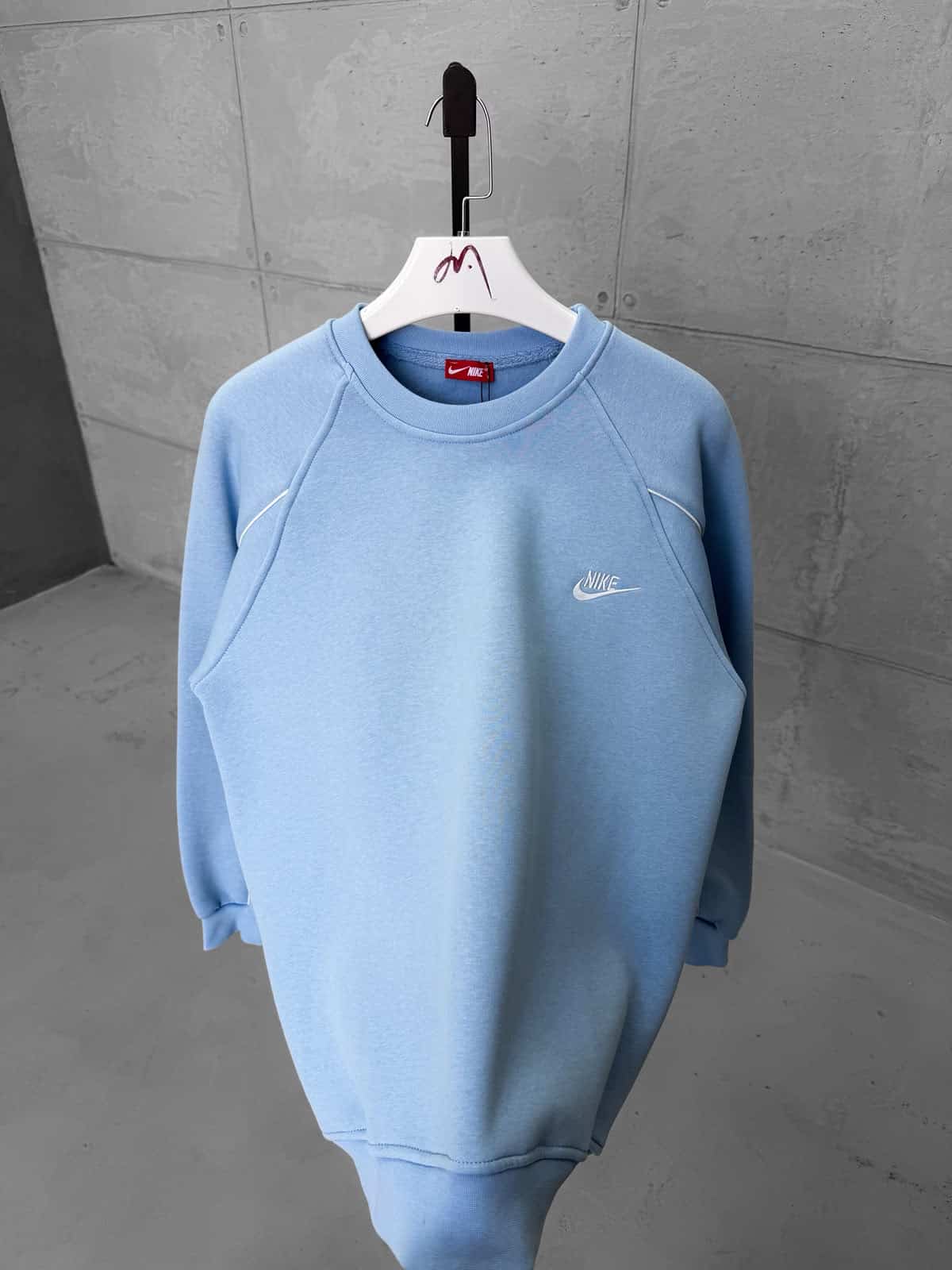 WhatsApp Image 2026-09-25 at 12.28.02 (1) NK Nakış Detaylı Arabiyeli 3 İplik Sweatshirt – Bebe Mavi - Görsel 1