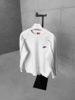 NK Nakış Detaylı Arabiyeli 3 İplik Sweatshirt – Beyaz - Görsel 4