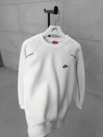 NK Nakış Detaylı Arabiyeli 3 İplik Sweatshirt – Beyaz - Görsel 3
