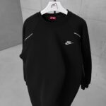 NK Nakış Detaylı Arabiyeli 3 İplik Sweatshirt – Siyah
