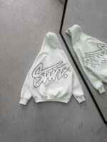 ST Göğüs & Sırt Baskılı Kapüşonlu Sweatshirt – Beyaz