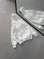 ST Göğüs & Sırt Baskılı Kapüşonlu Sweatshirt – Beyaz - Görsel 3