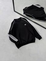 AD Gögüs Baskılı Şerit Detaylı Arabiyeli 3 İplik Sweatshirt – Siyah - Beyaz - Görsel 2