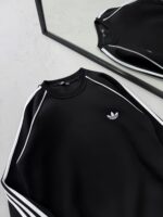 AD Gögüs Baskılı Şerit Detaylı Arabiyeli 3 İplik Sweatshirt – Siyah - Beyaz - Görsel 3