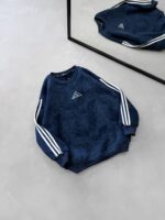 AD Gögüs Baskılı Şerit Detaylı Arabiyeli Yıkamalı 3 İplik Sweatshirt –  Lacivert - Görsel 2