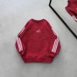 AD Gögüs Baskılı Şerit Detaylı Arabiyeli Yıkamalı 3 İplik Sweatshirt –  Kırmızı