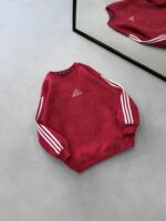 AD Gögüs Baskılı Şerit Detaylı Arabiyeli Yıkamalı 3 İplik Sweatshirt –  Kırmızı - Görsel 2