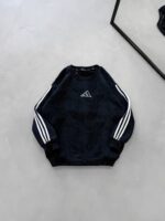 AD Gögüs Baskılı Şerit Detaylı Arabiyeli Yıkamalı 3 İplik Sweatshirt –  Siyah