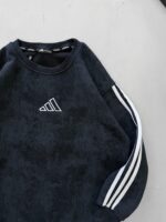 AD Gögüs Baskılı Şerit Detaylı Arabiyeli Yıkamalı 3 İplik Sweatshirt –  Siyah - Görsel 3