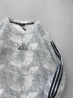 AD Gögüs Baskılı Şerit Detaylı Arabiyeli Yıkamalı 3 İplik Sweatshirt –  Beyaz - Görsel 3