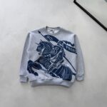 B&B Büyük Göğüs Baskılı 3 İplik Oversize Sweatshirt – Gri