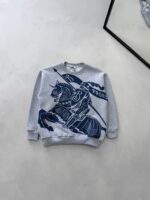B&B Büyük Göğüs Baskılı 3 İplik Oversize Sweatshirt – Gri