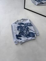 B&B Büyük Göğüs Baskılı 3 İplik Oversize Sweatshirt – Gri - Görsel 3