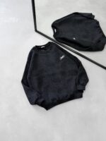 ST Gögüs Nakış Detaylı Arabiyeli Yıkamalı 3 İplik Sweatshirt –  Siyah - Görsel 3