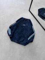 AD Gögüs Baskılı Şerit Detaylı Arabiyeli Yıkamalı 3 İplik Sweatshirt –  Lacivert - Bebe Mavisi - Görsel 3