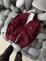RL Tam Fermuarlı Premium Triko Hırka - Bordo