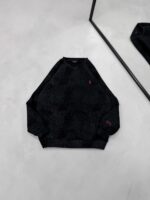RL Gögüs Nakış Detaylı Yıkamalı 3 İplik Sweatshirt –  Siyah
