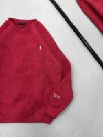 RL Gögüs Nakış Detaylı Yıkamalı 3 İplik Sweatshirt –  Kırmızı - Görsel 3