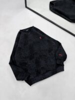 RL Gögüs Nakış Detaylı Yıkamalı 3 İplik Sweatshirt –  Siyah - Görsel 2