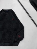 RL Gögüs Nakış Detaylı Yıkamalı 3 İplik Sweatshirt –  Siyah - Görsel 3