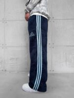 AD Şerit Detaylı Yıkamalı 3 İplik Baggy Eşofman - Lacivert - Bebe Mavisi - Görsel 3