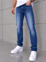 LV Signature  Skinny Jeans Kot Pantolon (İndirimli Outlet Ürünü ) - Koyu Mavi