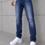 LV Nakışlı Signature  Skinny Jeans Kot Pantolon (İndirimli Outlet Ürünü ) - Koyu Mavi