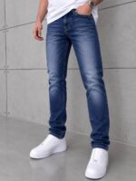 LV Nakışlı Signature  Skinny Jeans Kot Pantolon (İndirimli Outlet Ürünü ) - Koyu Mavi