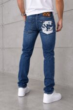 LV Cep Baskılı Signature  Skinny Jeans Kot Pantolon (İndirimli Outlet Ürünü ) - Koyu Mavi - Görsel 2