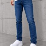LV Cep Baskılı Signature  Skinny Jeans Kot Pantolon (İndirimli Outlet Ürünü ) - Koyu Mavi