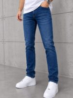 LV Cep Baskılı Signature  Skinny Jeans Kot Pantolon (İndirimli Outlet Ürünü ) - Koyu Mavi