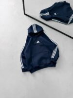 AD Baskılı Şerit Detaylı Kapüşonlu Sweatshirt – Lacivert - Görsel 4