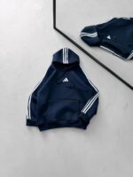 AD Baskılı Şerit Detaylı Kapüşonlu Sweatshirt – Lacivert - Görsel 2