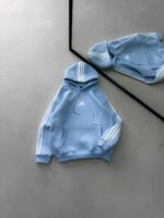 AD Baskılı Şerit Detaylı Kapüşonlu Sweatshirt – Bebe Mavisi - Görsel 2