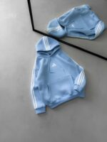 AD Baskılı Şerit Detaylı Kapüşonlu Sweatshirt – Bebe Mavisi - Görsel 4
