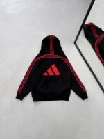 AD Baskılı Şerit Detaylı Kapüşonlu Sweatshirt – Siyah&Kırmızı