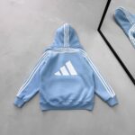 AD Baskılı Şerit Detaylı Kapüşonlu Sweatshirt – Bebe Mavisi